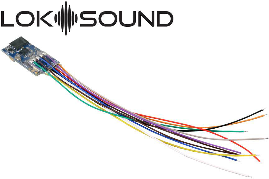 ESU 58813 LokSound 5 micro DCC/MM/SX/M4 "decoder vuoto", fili singoli, con altoparlante 11x15mm, scartamento: N, TT, H0