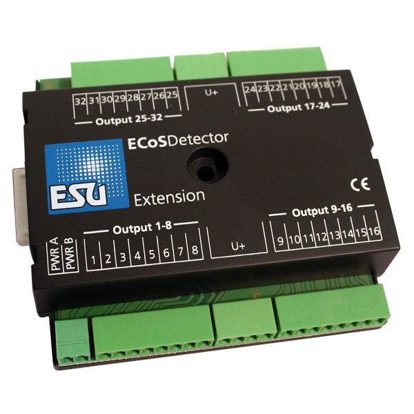 Modulo di estensione dell'uscita ECoSDetector. Possibilità di collegamento di 32 lampadine a incandescenza/LED per l'illuminazione del pannello di controllo dello schema dei binari o per i segnali di blocco ESU 50095