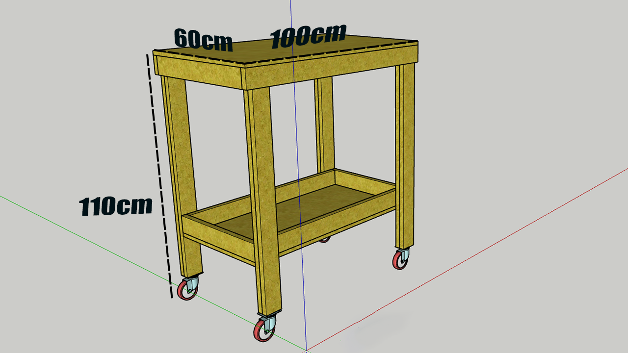 PROGETTO per Tavolo per Modellismo Ferroviario e Banco da Lavoro 100x60x110 cm